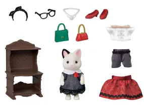 Calico Critters Fashion Playset Town Girl Series Tuxedo Cat