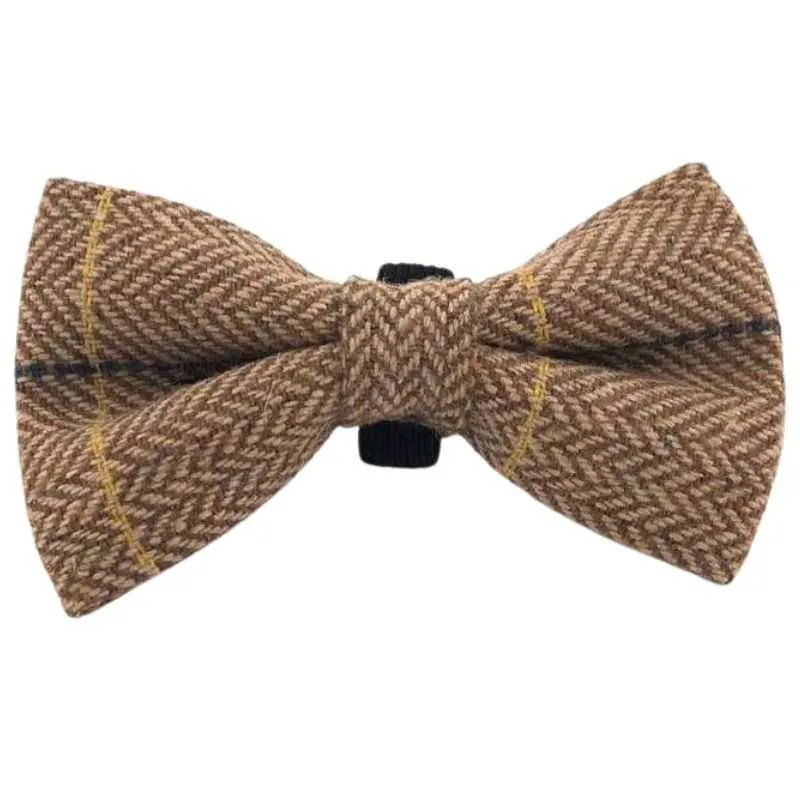 Caramel Tweed Dog Bow Tie