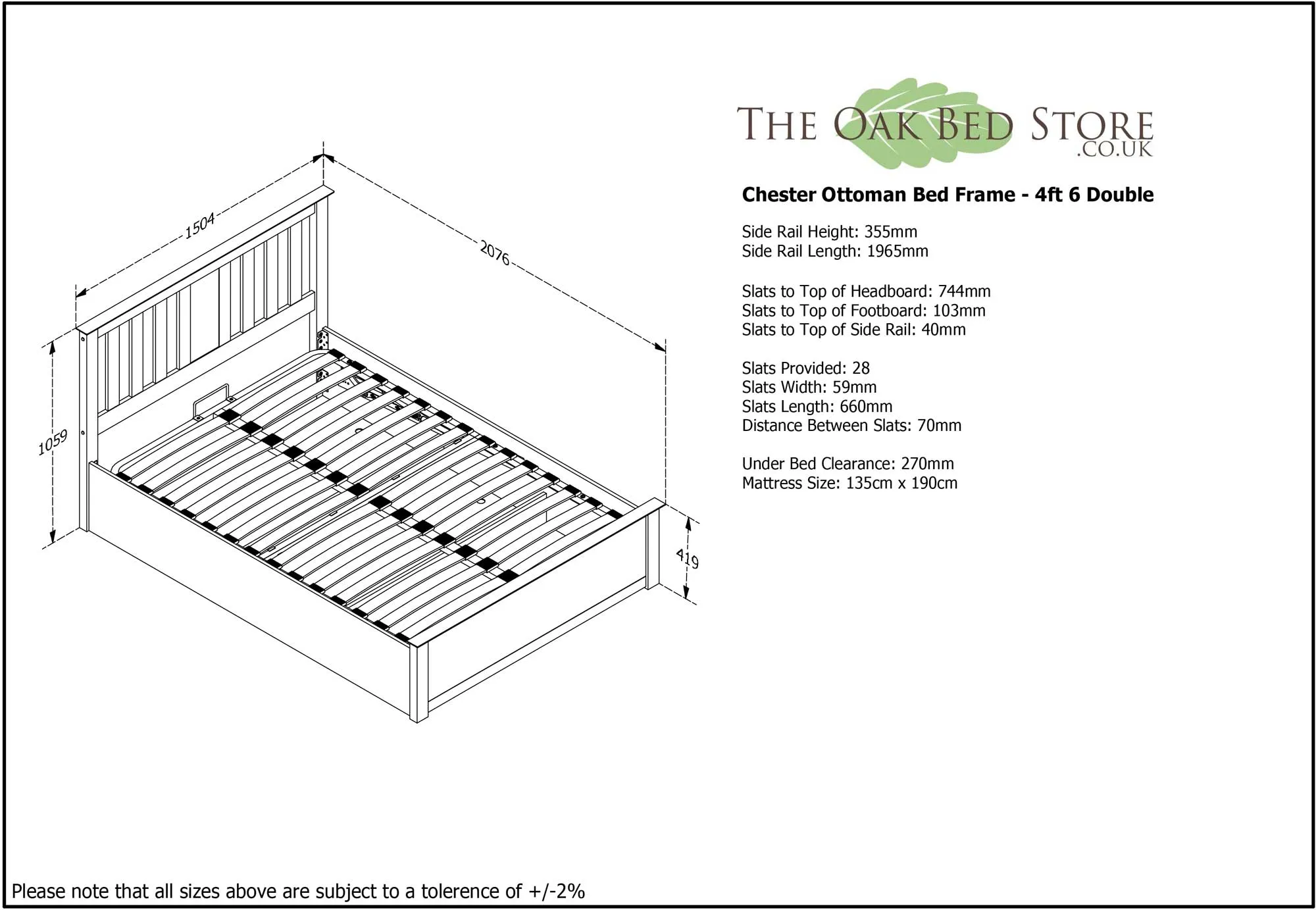 Chester Bright White Ottoman Storage Bed Frame - 4ft6 Double