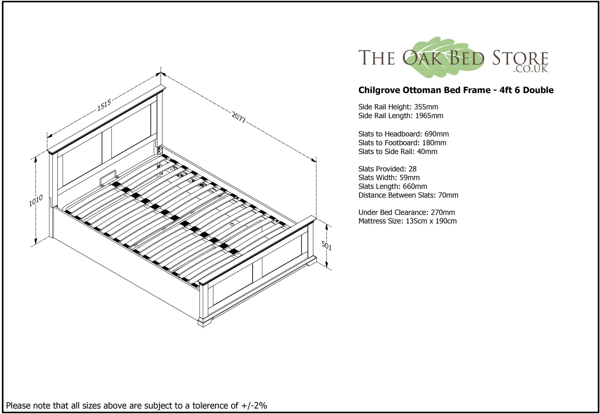 Chilgrove Bright White Ottoman Storage Bed Frame - 4ft6 Double