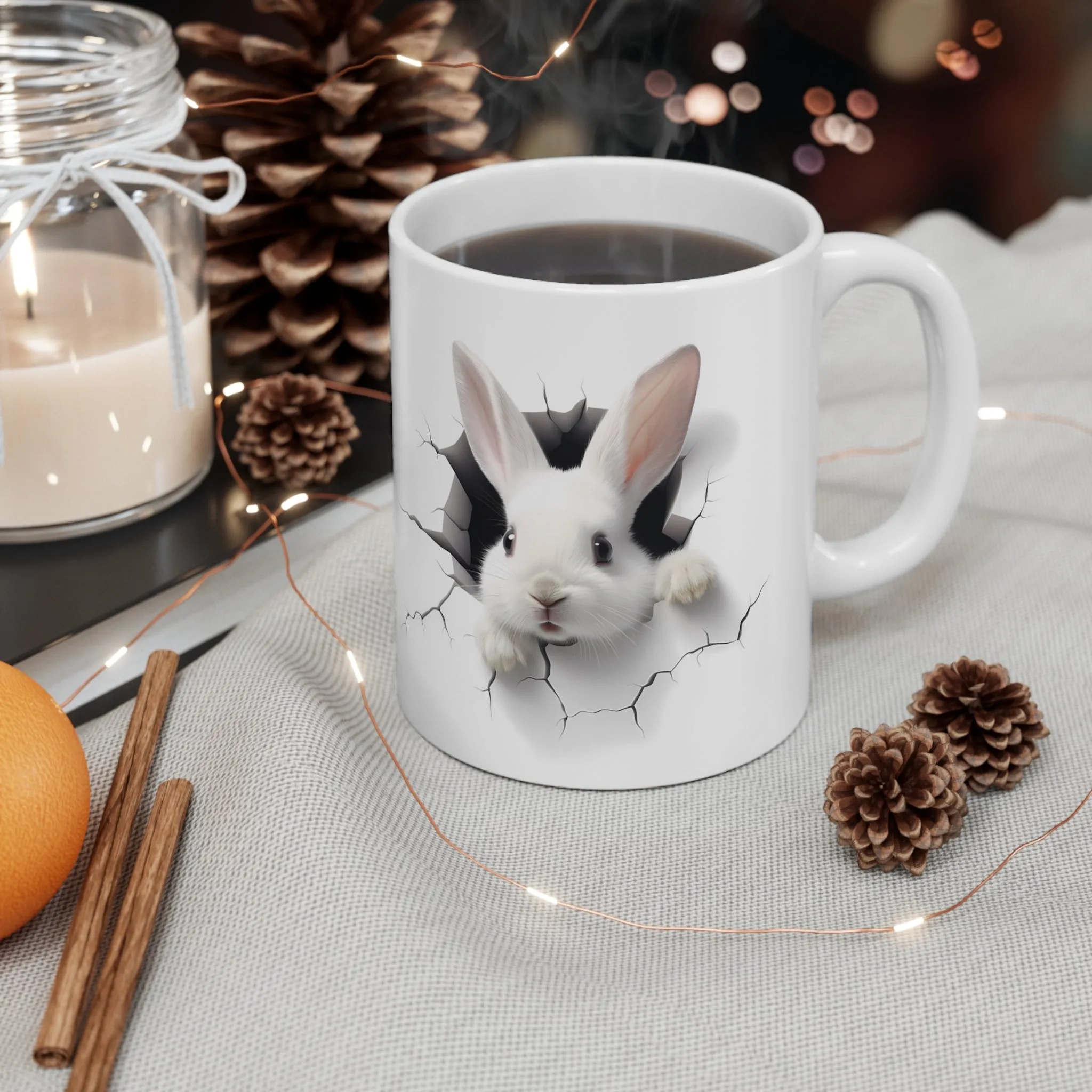 CUTE LITTLE RABBIT 3D MUG - White - MUGSCITY - Free Shipping