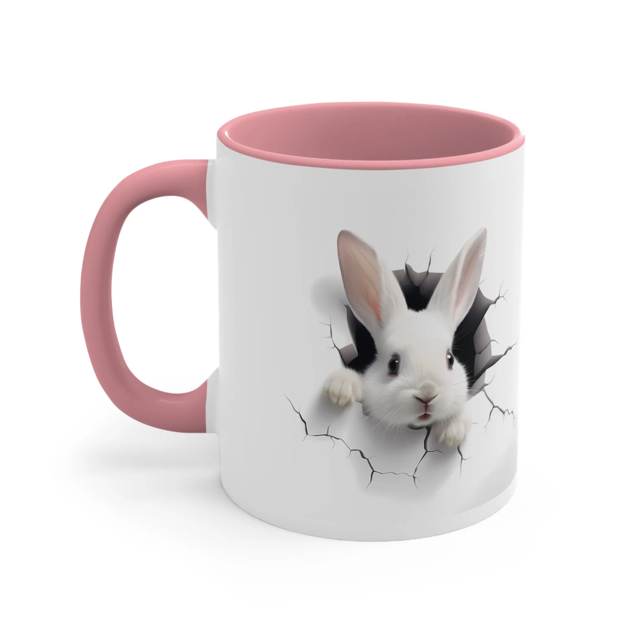 CUTE LITTLE RABBIT MUG - BUNNY - Pink Accent - Free Shipping