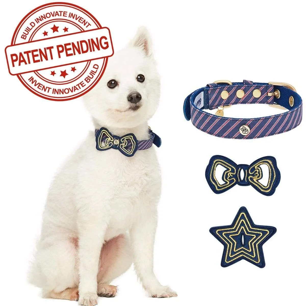 Dog Collar with 2 Detachable Bowties