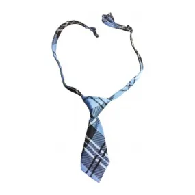 Dog Necktie - Navy and Lt Blue Plaid