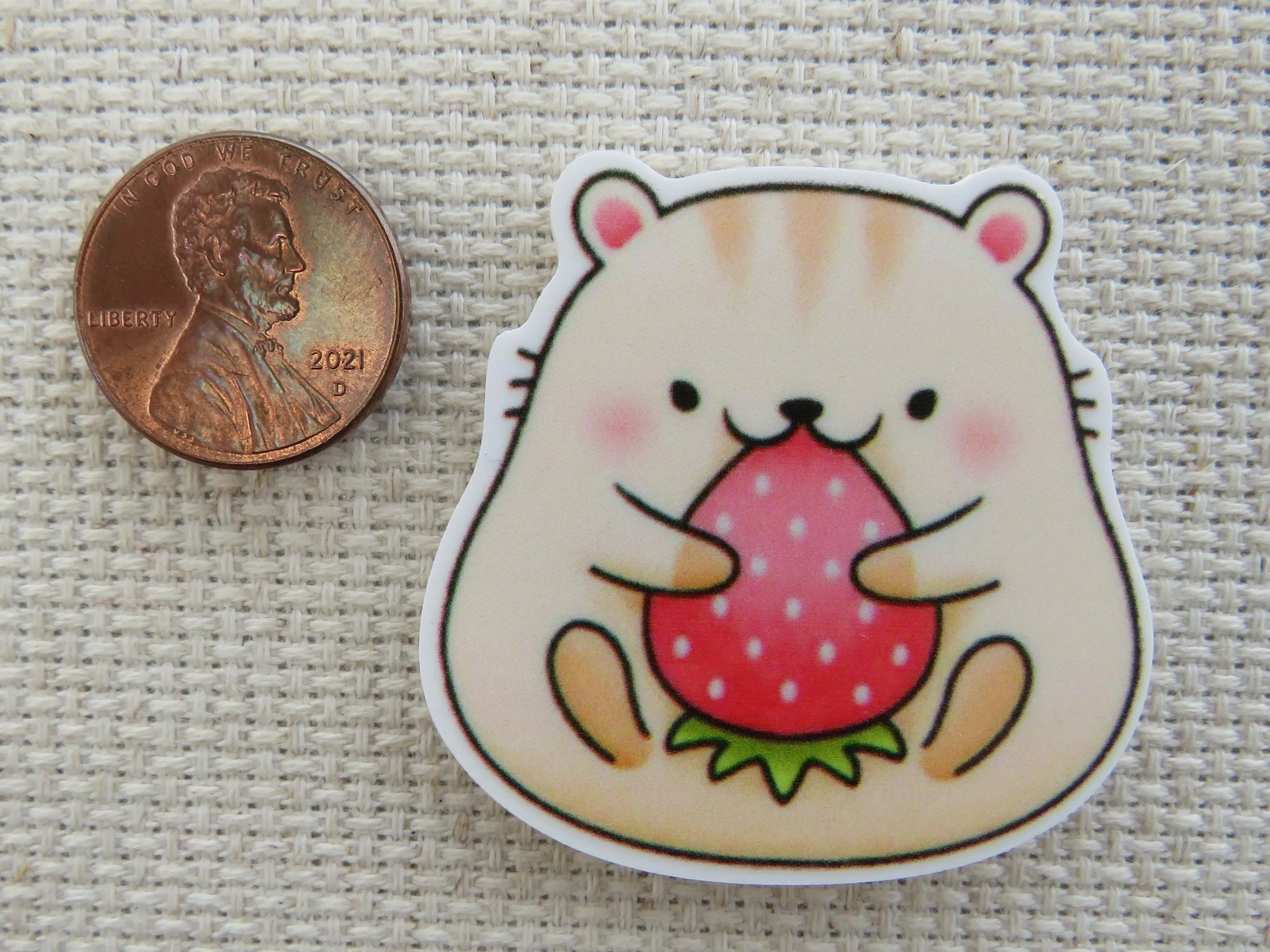 Hamster Eating a Strawberry Needle Minder, Cover Minder, Magnet