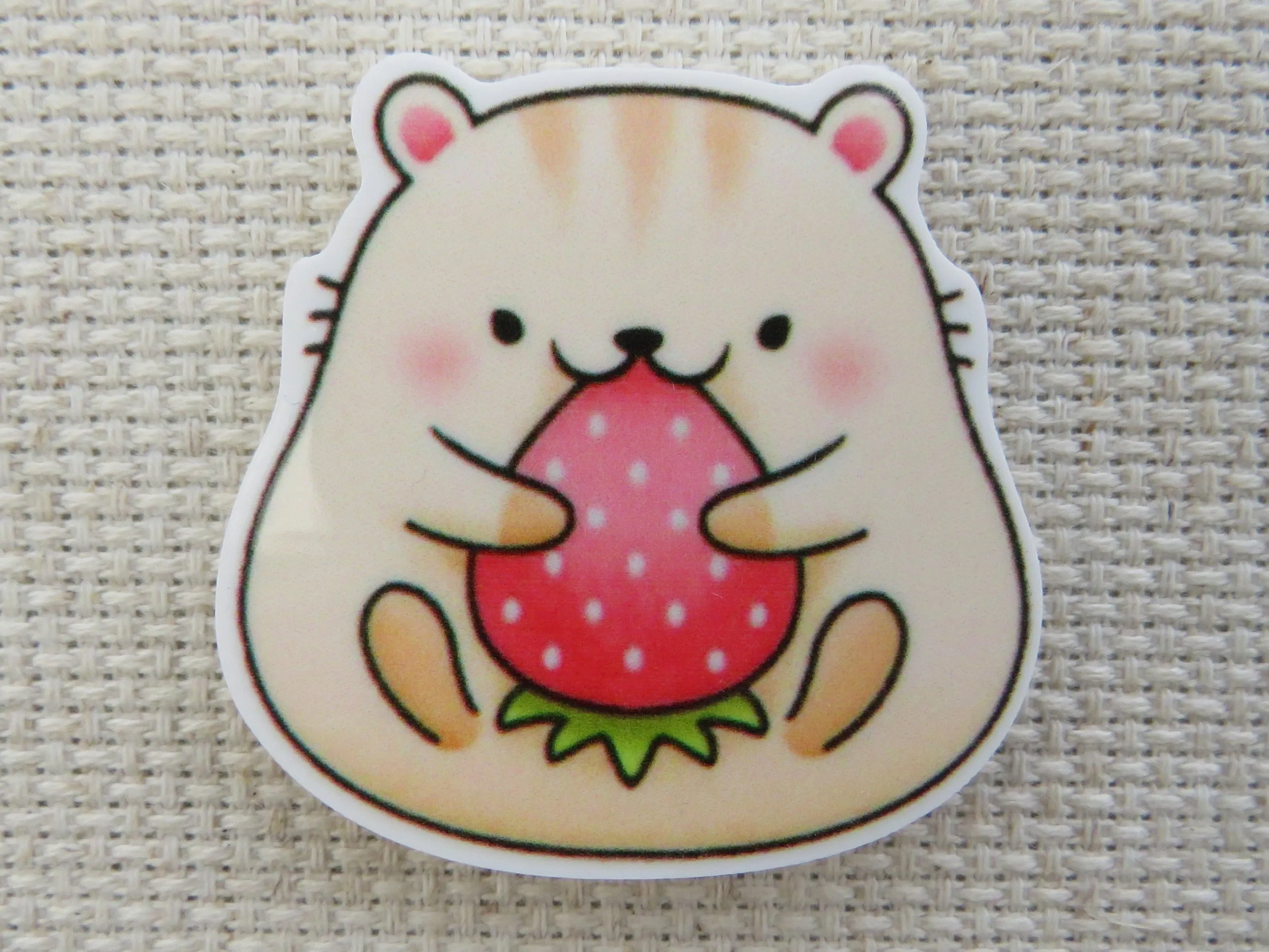 Hamster Eating a Strawberry Needle Minder, Cover Minder, Magnet