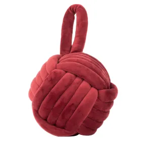 Knot Velvet Door Stop Red