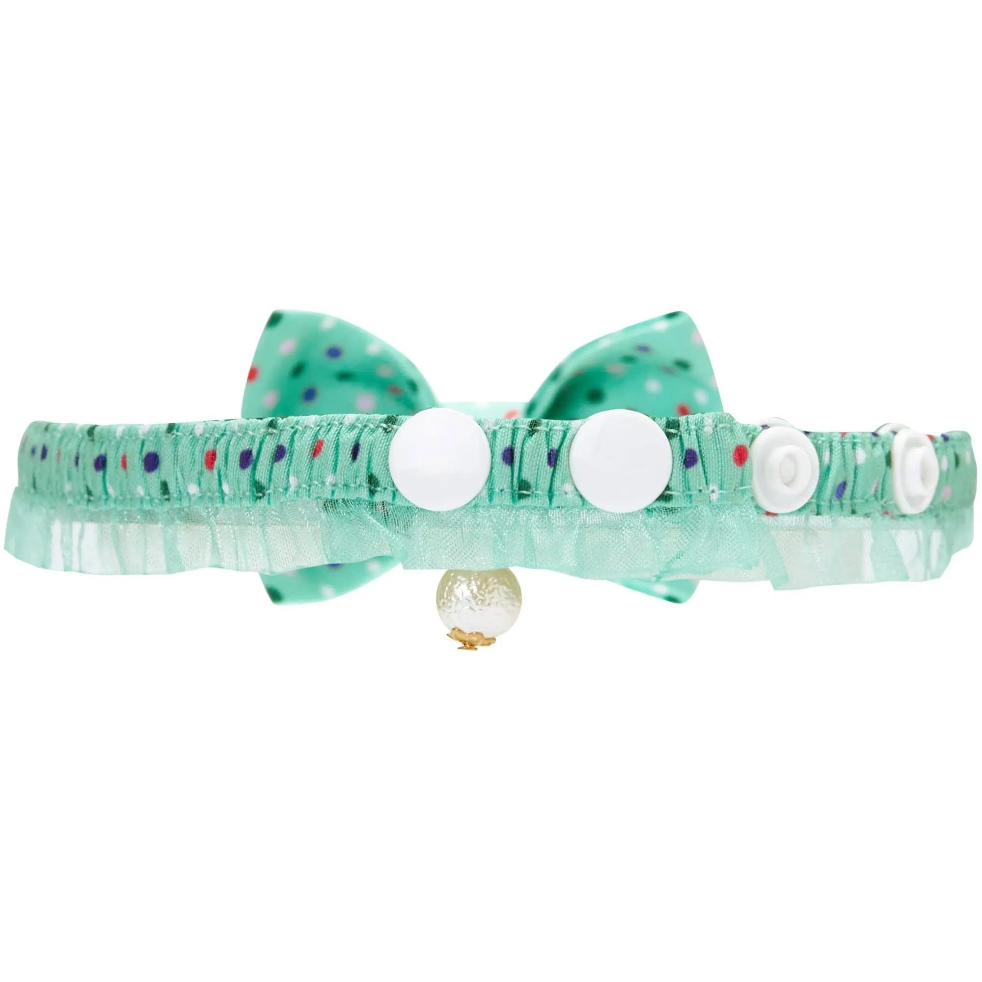 Polka Dot Bowtie Cat Collar with Pearl